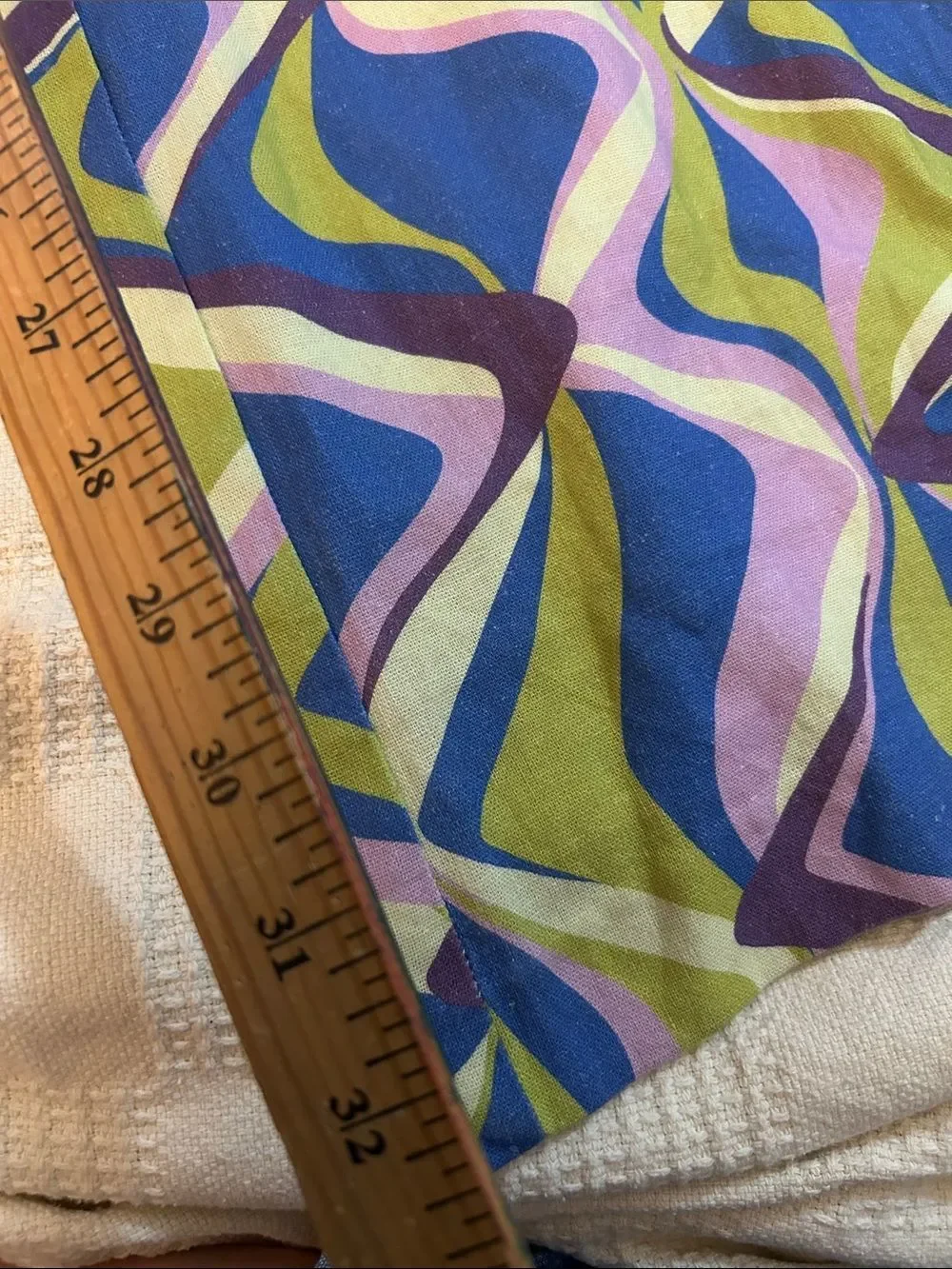 Zara Linen Blend Flared High Rise Pants Multicolor Geometric Print Sz Med